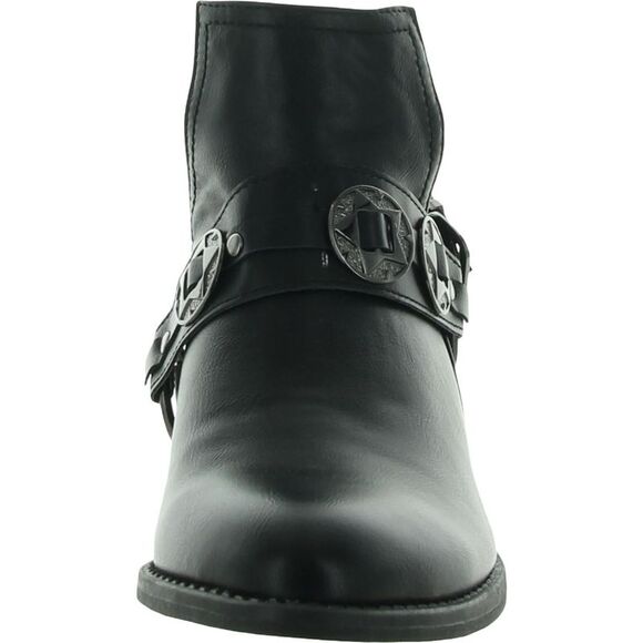 G.C. SHOES Womens Black Western Elisa Almond Toe Block Heel Slip On Booties 7 - Picture 2 of 3